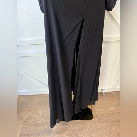 NWOT Lulus Prestigious Poise Black Backless Balloon Sleeve Maxi Dress Size XS - Picture 3 of 13